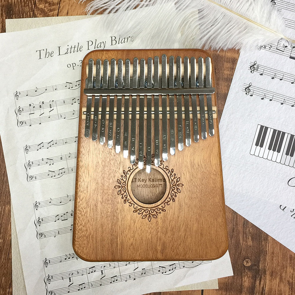 17 Keys Wood Mbira Body  Kalimba Piano Christmas brown