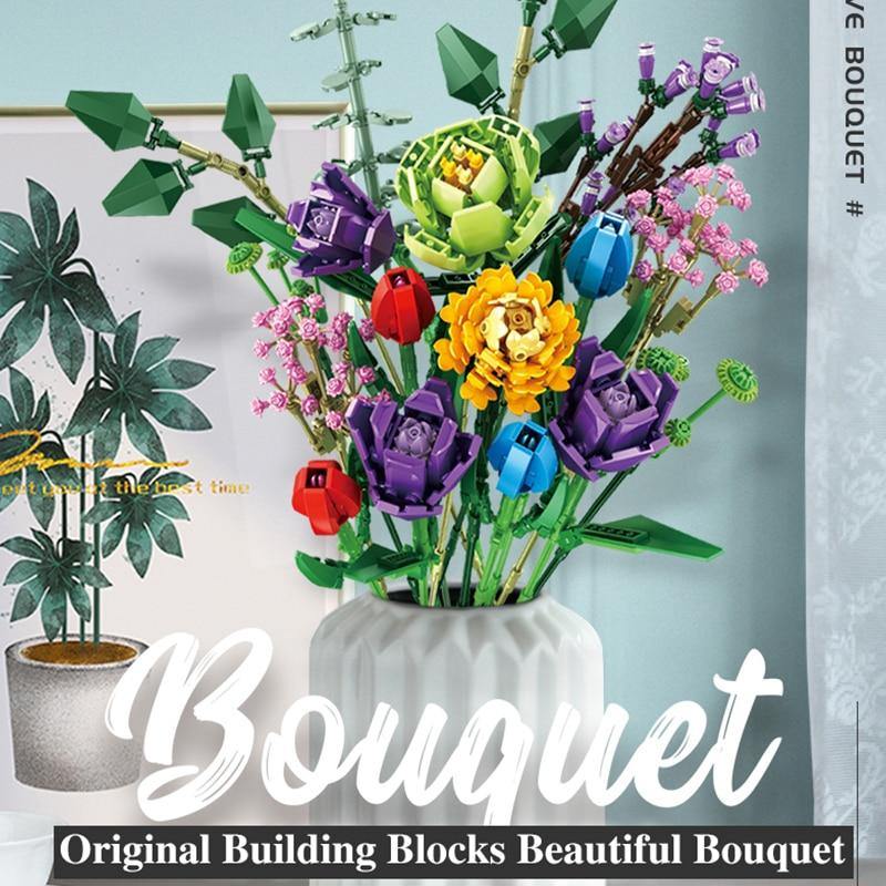 ST Building Blocks Flower Bouquet Bricks DIY Toys - ST healthy life