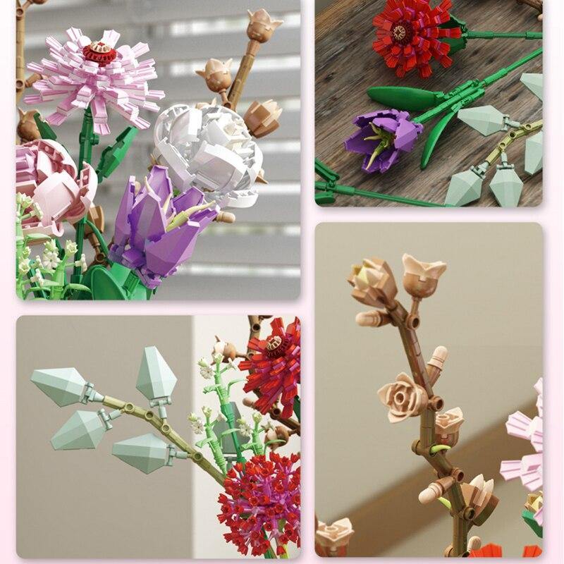 ST Building Blocks Flower Bouquet Bricks DIY Toys - ST healthy life