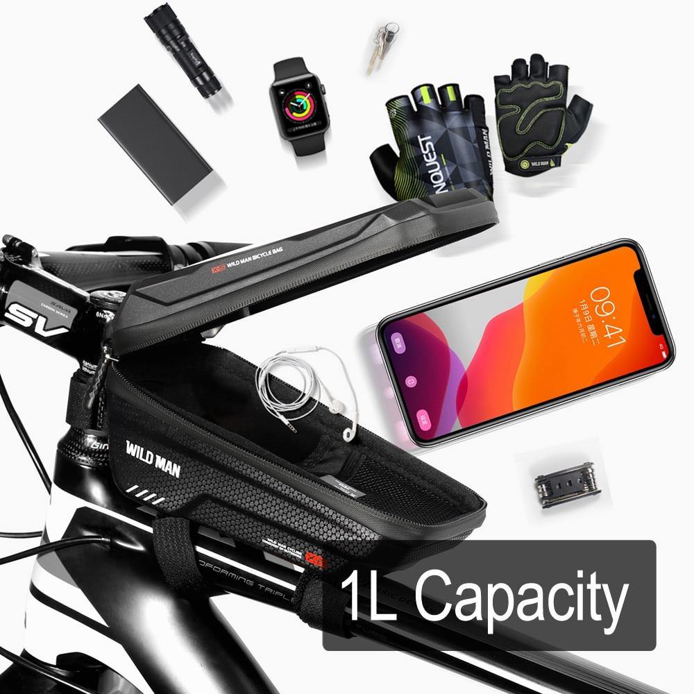 1L capacity bicycle bag frame front